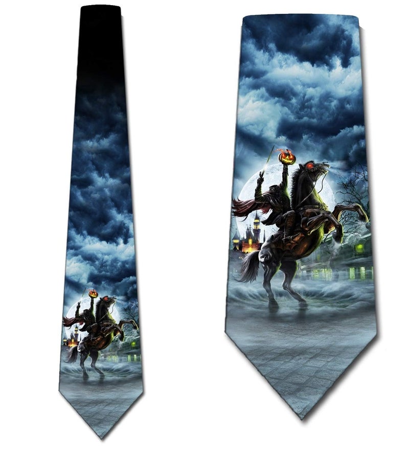 Three Rooker Headless Horseman Ties Mens Halloween Tie Sleepy Hollow Necktie - Image 2
